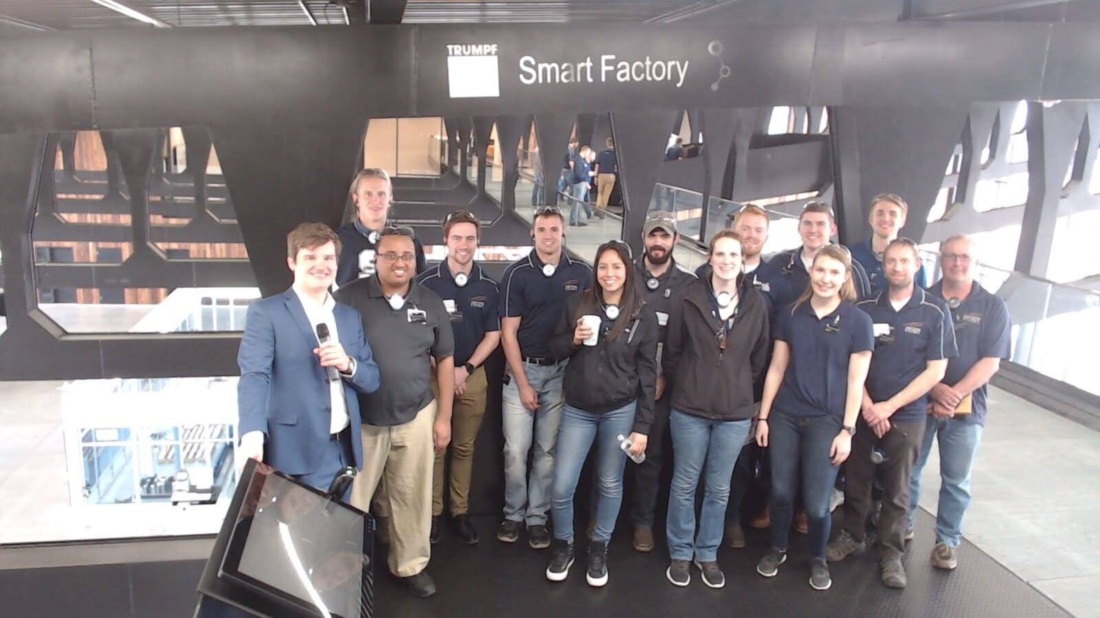 Felix with Paula and her University of Wisconsin-Stout class at the TRUMPF Smart Factory